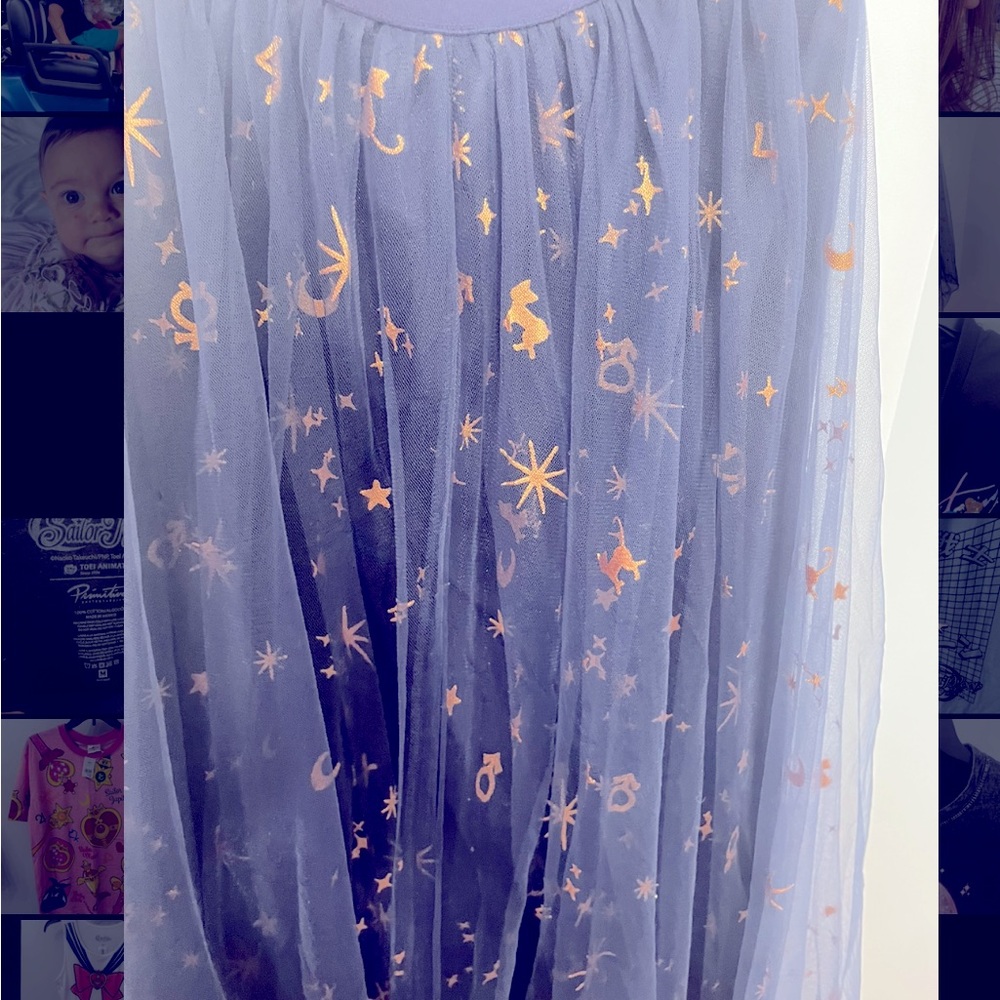 Sailor Moon Purple Blue Maxi Skirt with Gold accents